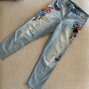A&F embroidered jeans